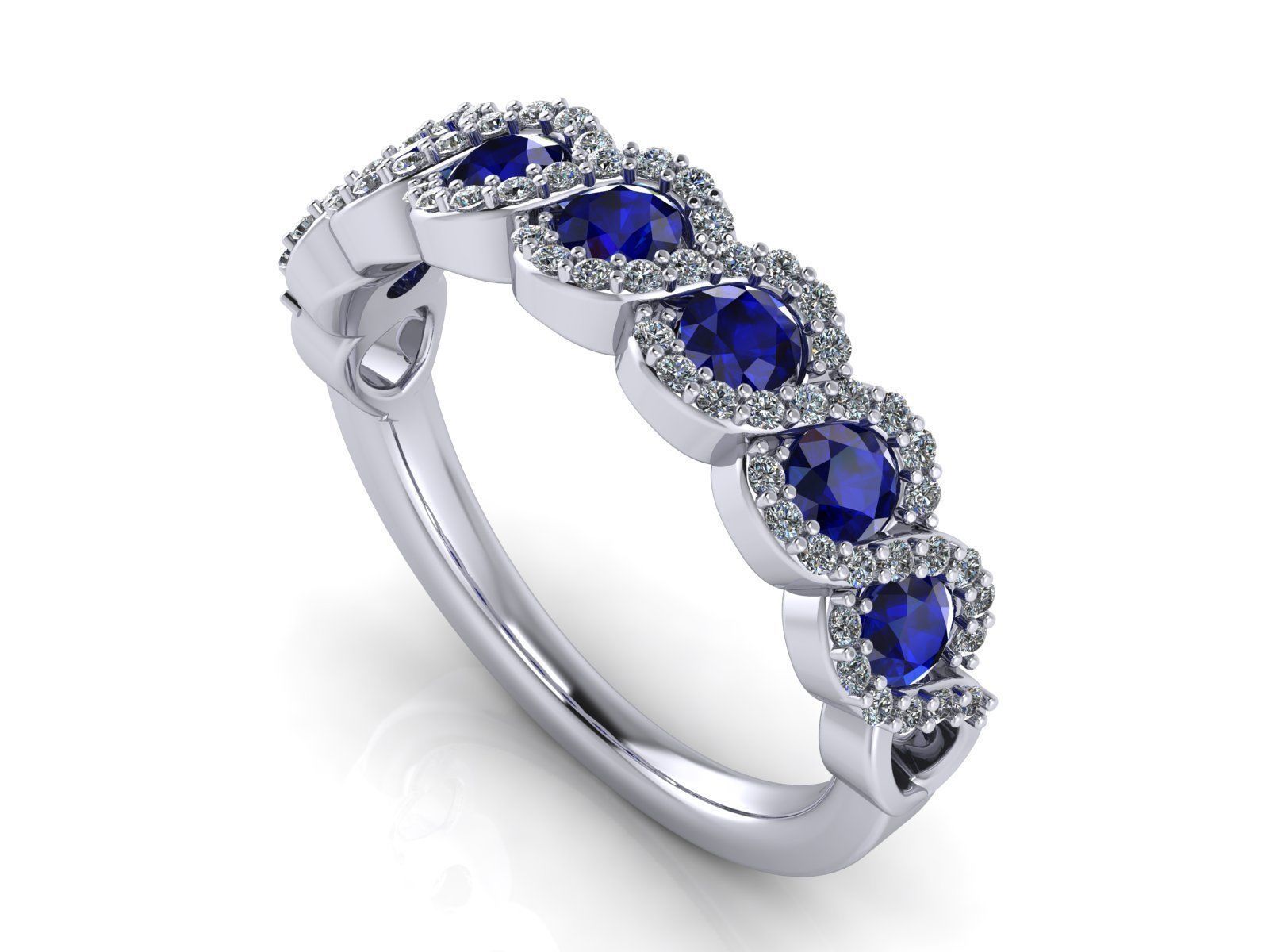 Spiral Weave Anniversary - Engagement Ring - Sapphire Halo 3D print model_7