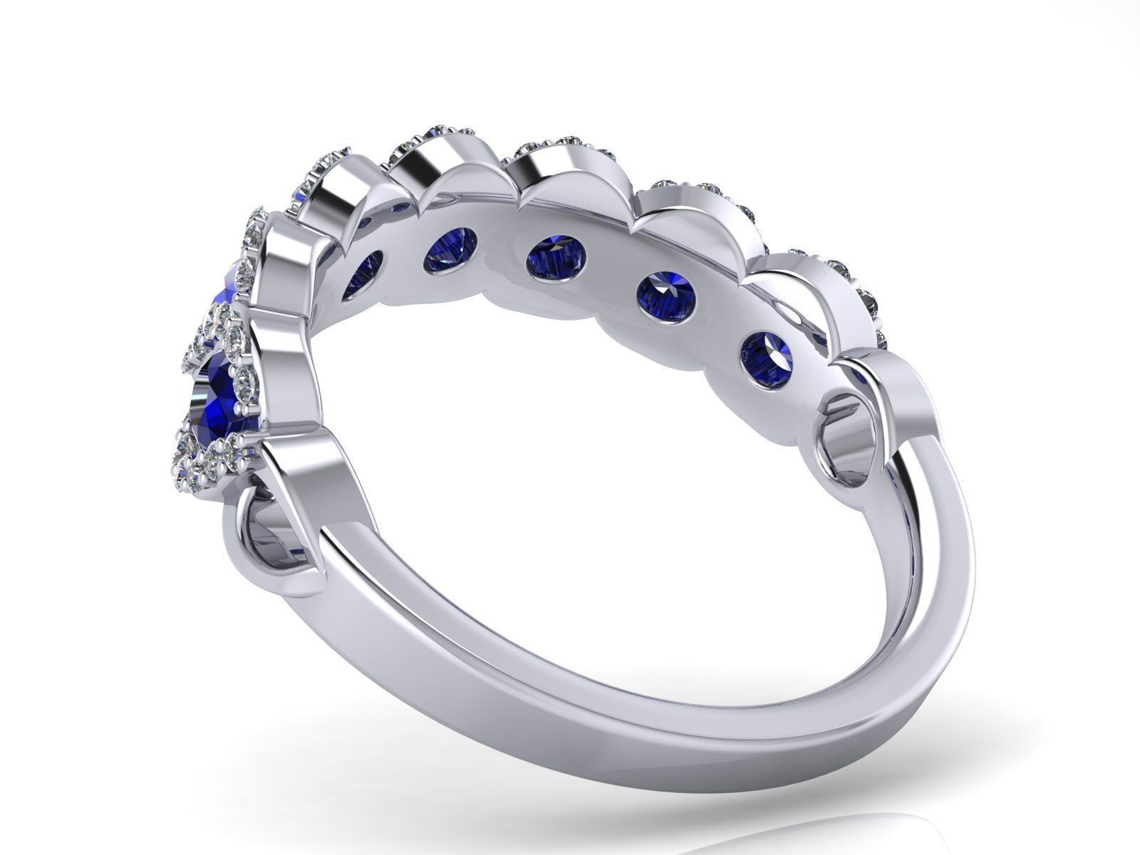 Spiral Weave Anniversary - Engagement Ring - Sapphire Halo 3D print model_5
