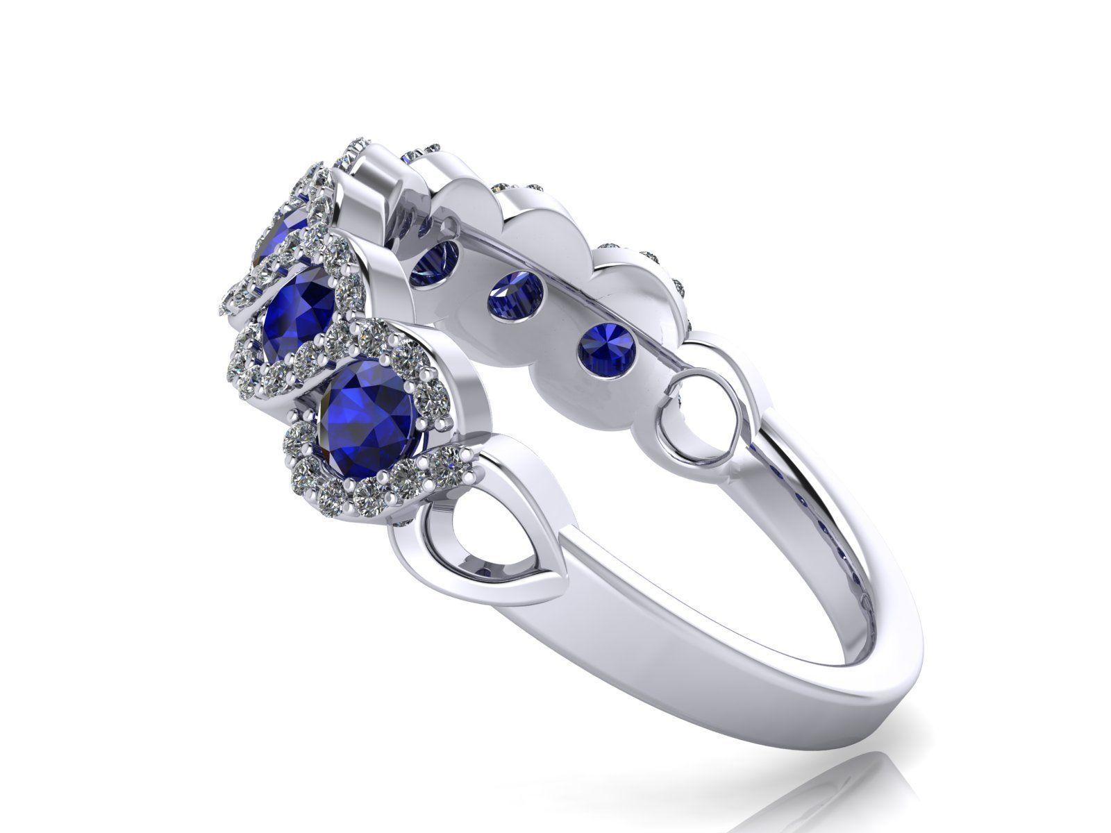 Spiral Weave Anniversary - Engagement Ring - Sapphire Halo 3D print model_4