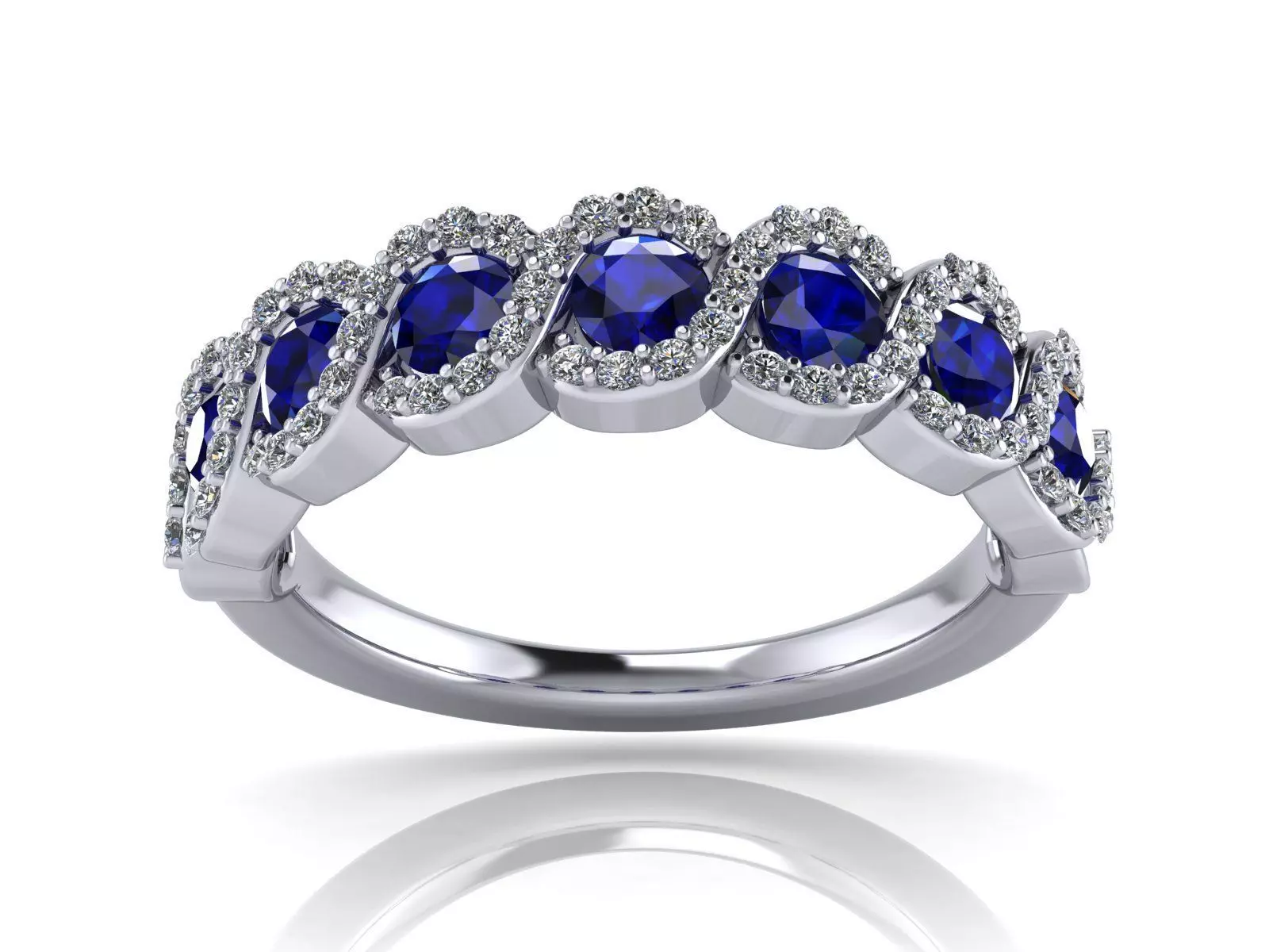 Spiral Weave Anniversary - Engagement Ring - Sapphire Halo 3D print model_0