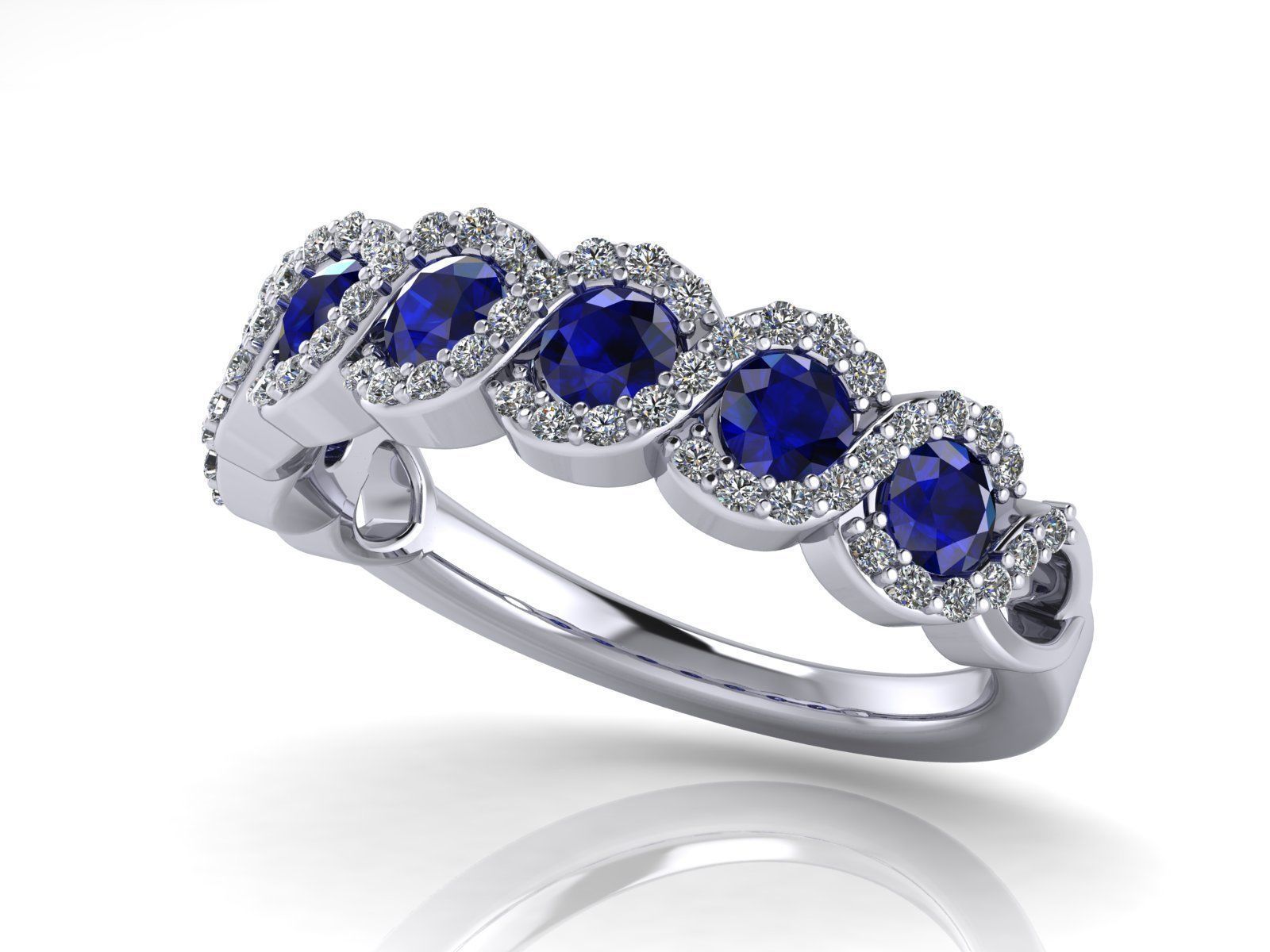 Spiral Weave Anniversary - Engagement Ring - Sapphire Halo 3D print model_1