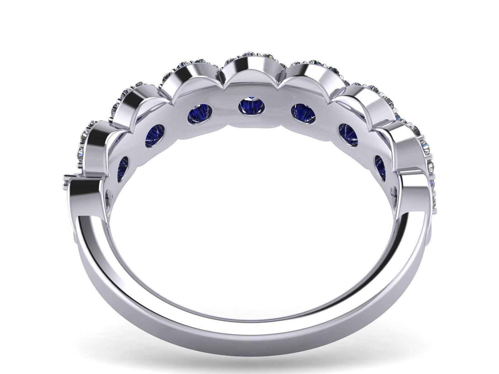 Spiral Weave Anniversary - Engagement Ring - Sapphire Halo 3D print model_6