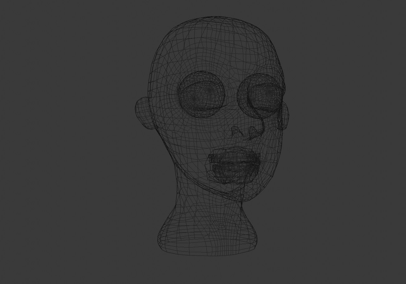 white ghost male head Low-poly 3D model_17