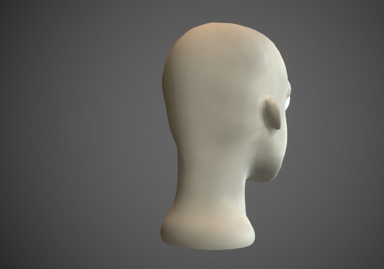 white ghost male head Low-poly 3D model_4