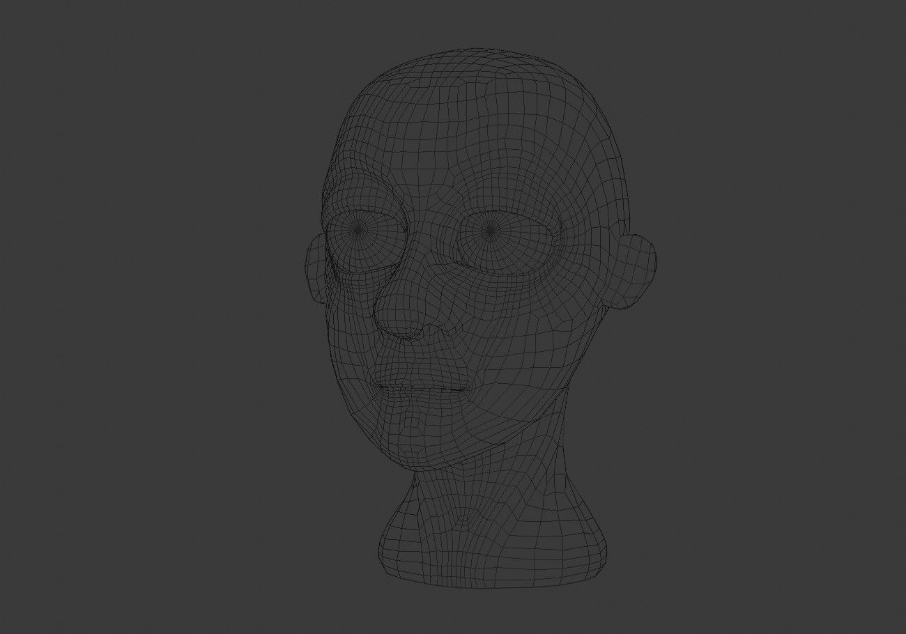 white ghost male head Low-poly 3D model_16