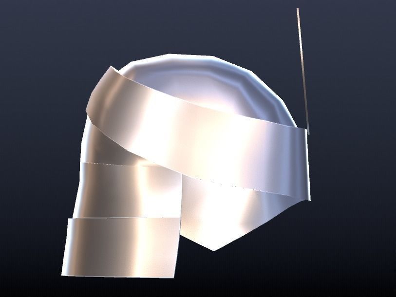 Futuristic Medieval Helmet Low-poly 3D model_6