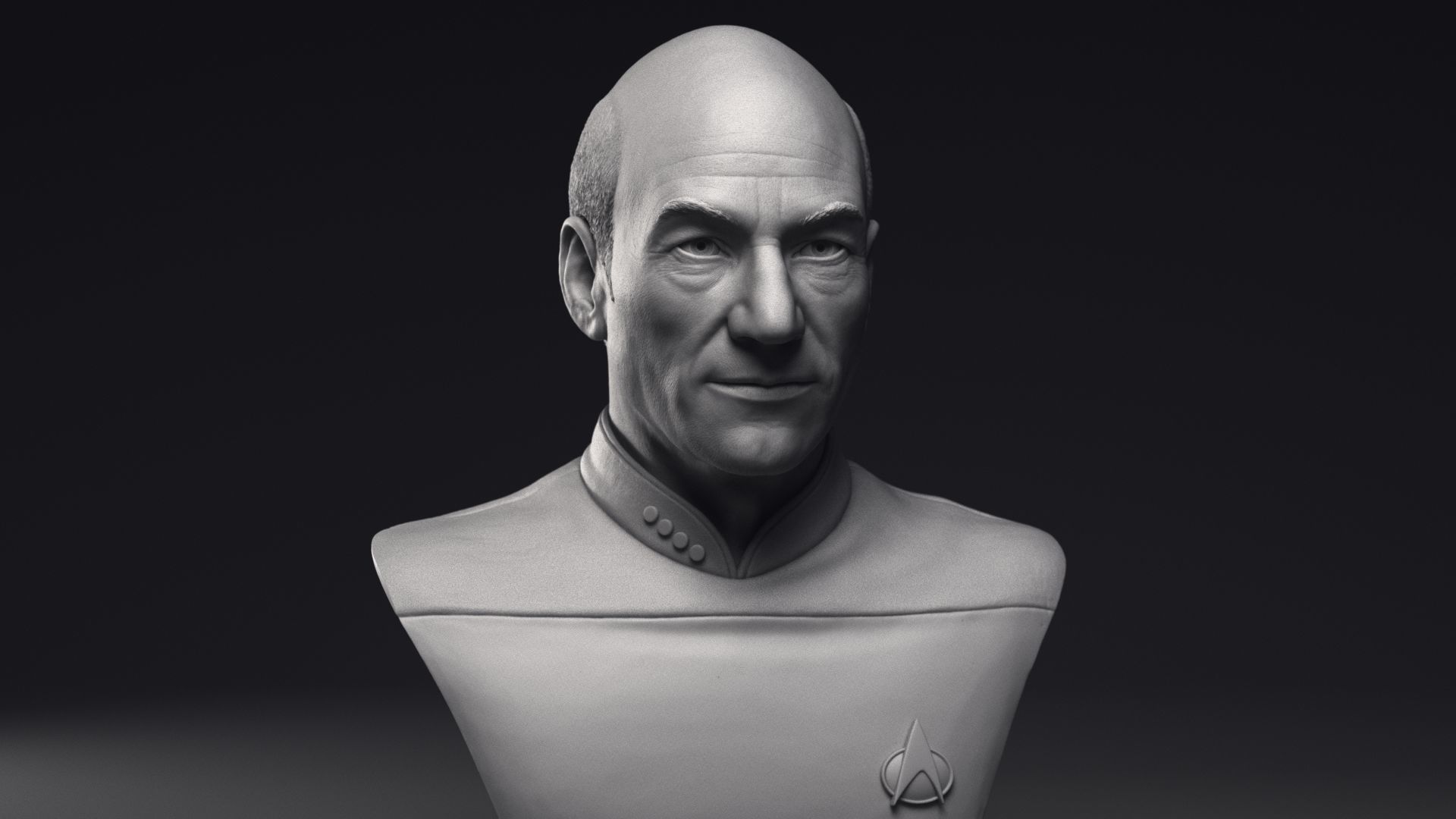 Patrick Stewart as Jean-Luc Picard Bust Printable 3D Model 3D print model_25