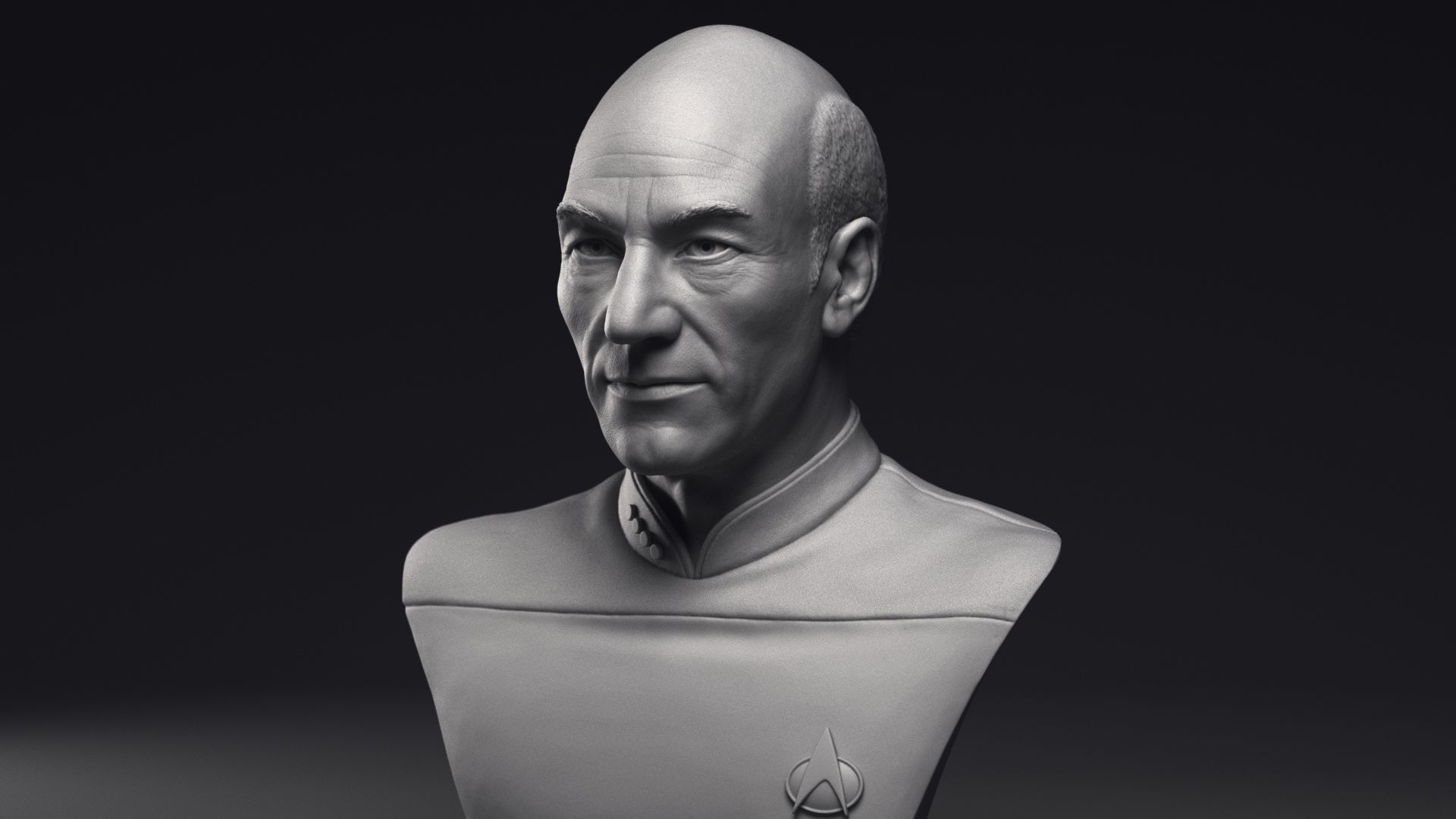 Patrick Stewart as Jean-Luc Picard Bust Printable 3D Model 3D print model_12