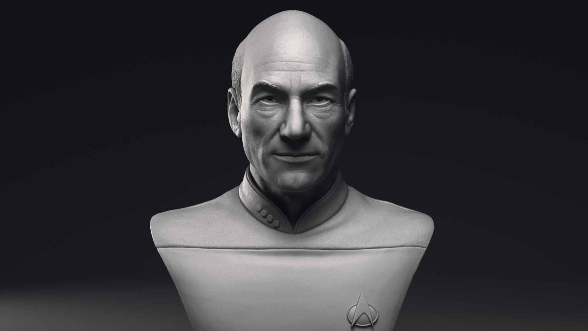 Patrick Stewart as Jean-Luc Picard Bust Printable 3D Model 3D print model_11