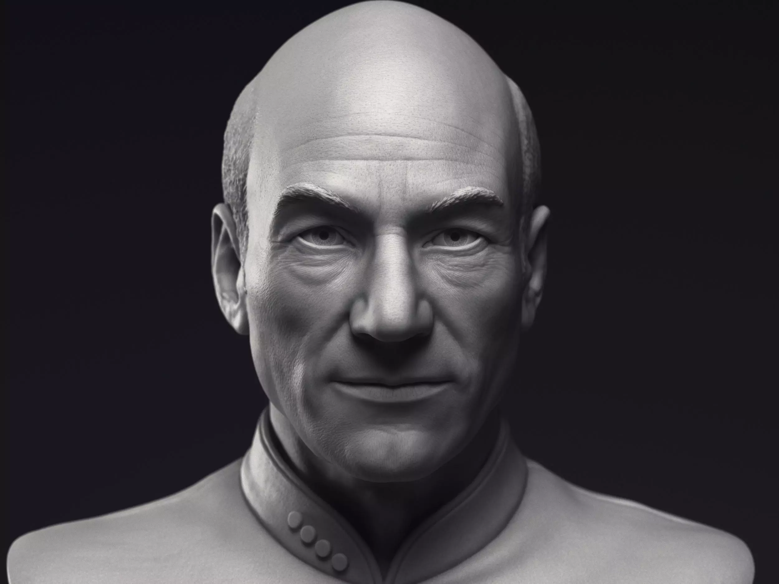 Patrick Stewart as Jean-Luc Picard Bust Printable 3D Model 3D print model_0