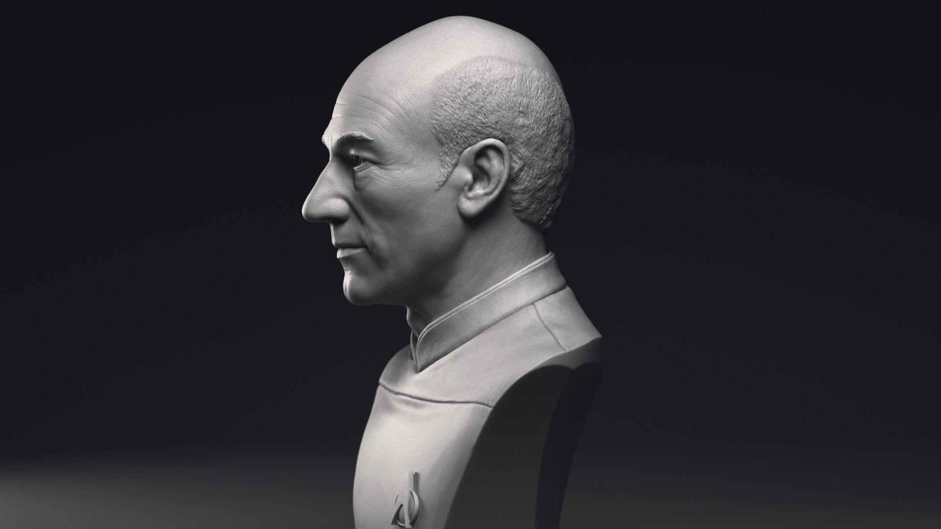 Patrick Stewart as Jean-Luc Picard Bust Printable 3D Model 3D print model_14