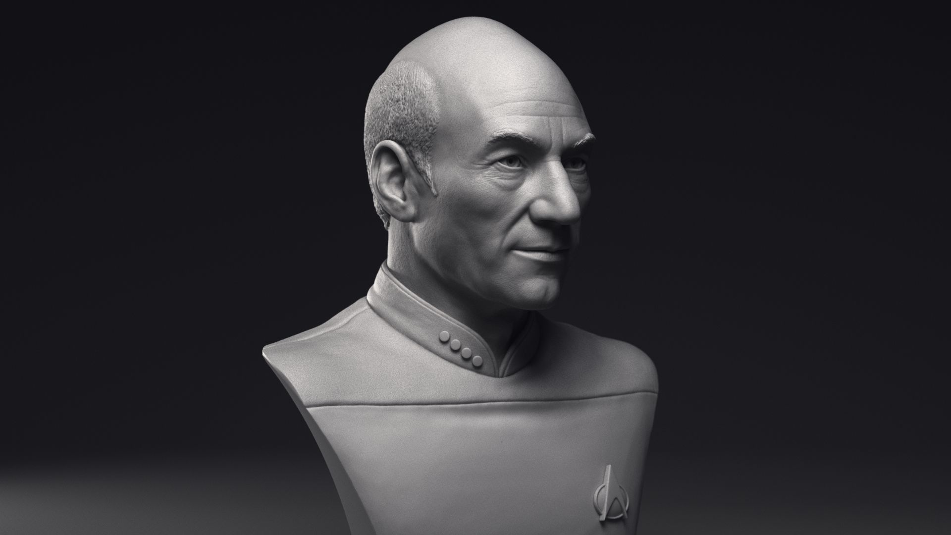 Patrick Stewart as Jean-Luc Picard Bust Printable 3D Model 3D print model_24
