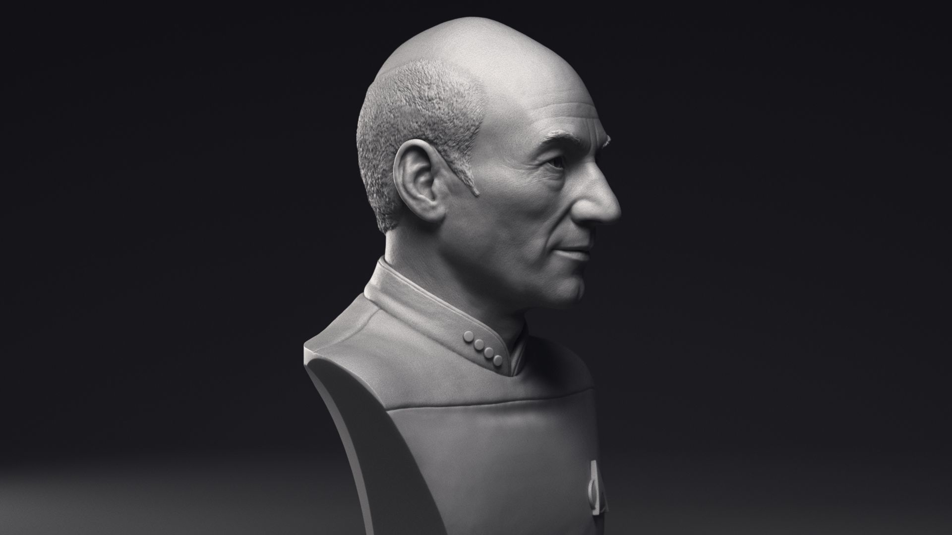 Patrick Stewart as Jean-Luc Picard Bust Printable 3D Model 3D print model_23