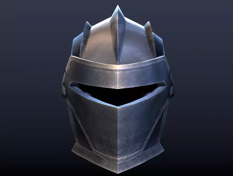 Futuristic Medieval Helmet Low-poly 3D model_0