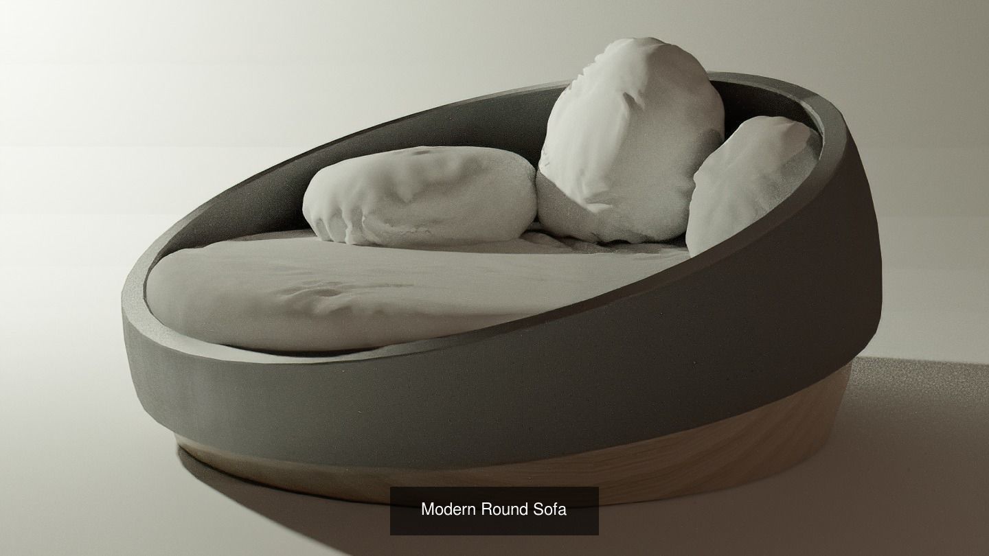 Wooden Furniture in a Spherical Style 3D Model Collection_4