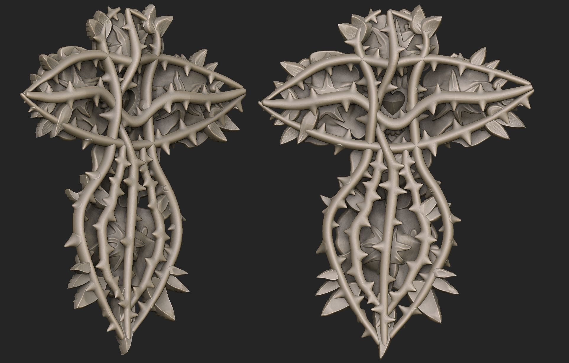 Cross and Roses Pendant 3D print model_3