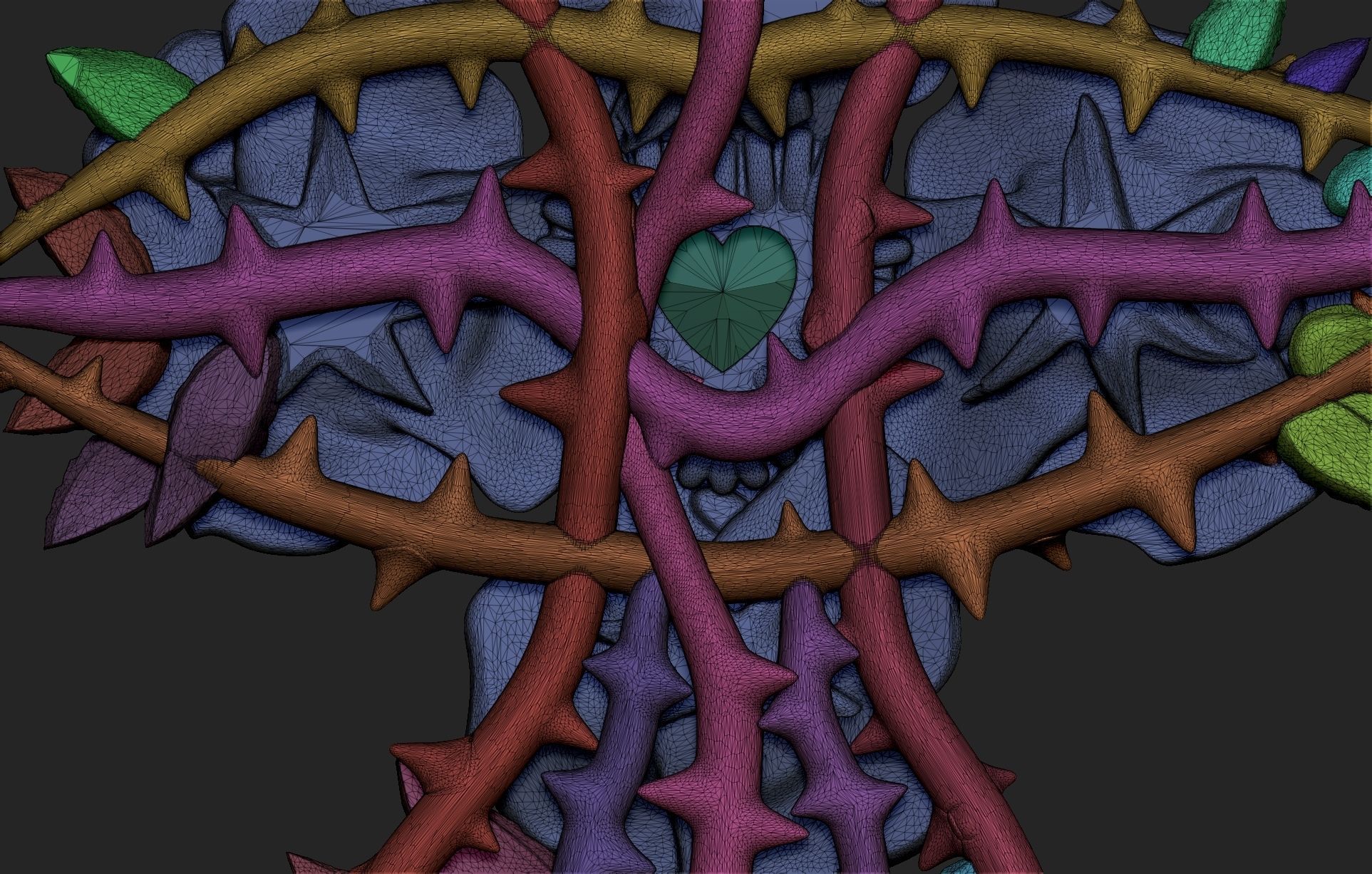 Cross and Roses Pendant 3D print model_11