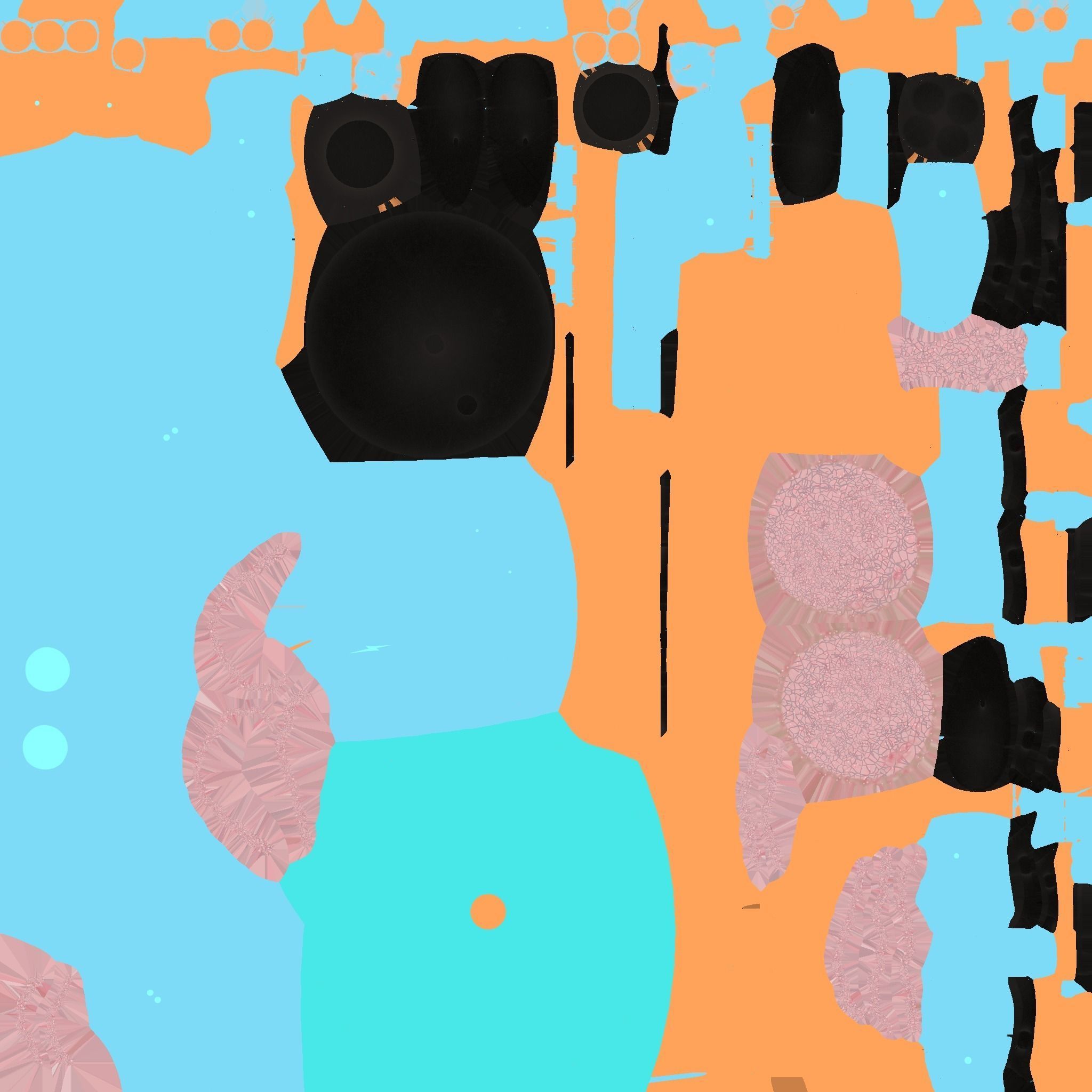 Brain Robot G09 Blue Orange - SciFi Character Design Low-poly 3D model_21