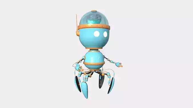 Brain Robot G09 Blue Orange - SciFi Character Design Low-poly 3D model