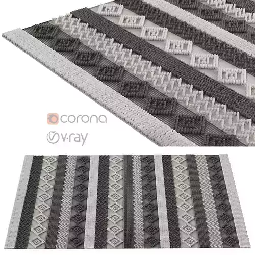 Surya Farmhouse Tassel Diamond Hand Woven Rug 3D model