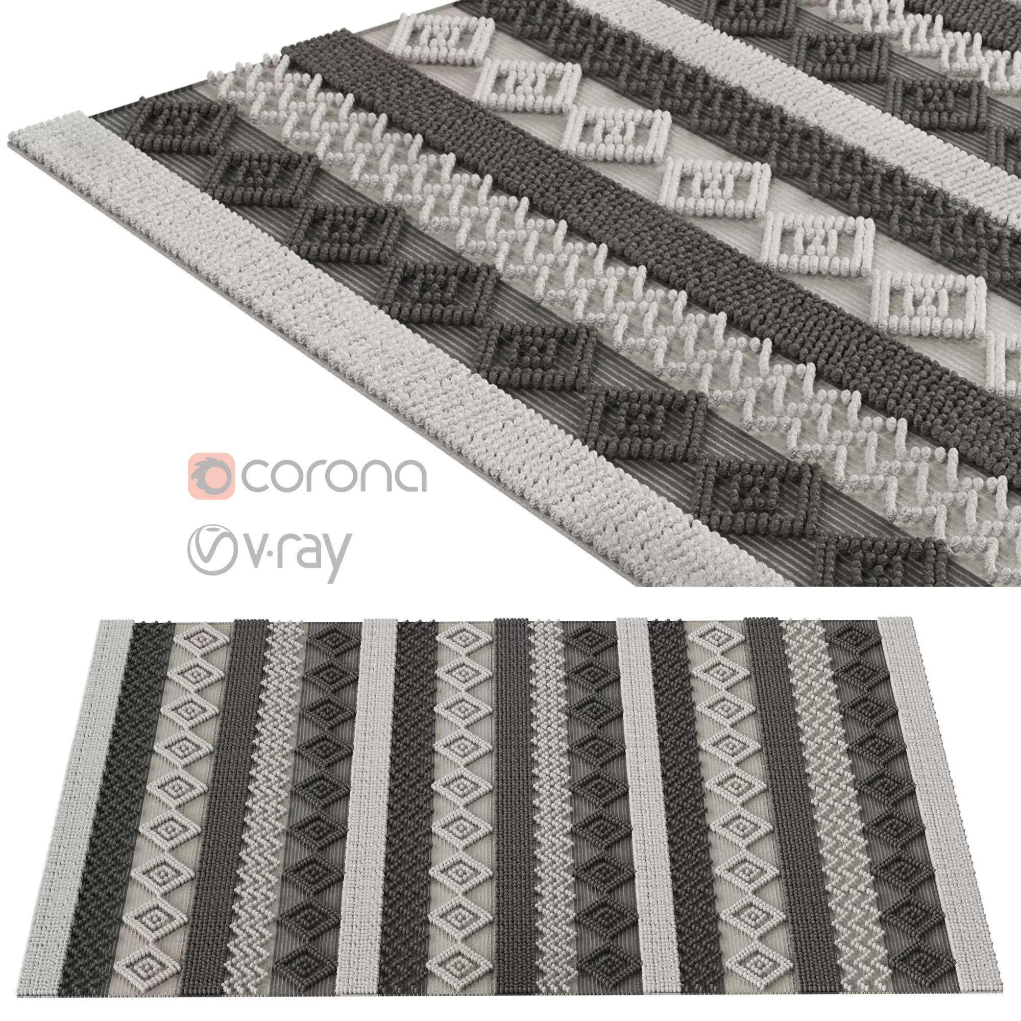 Surya Farmhouse Tassel Diamond Hand Woven Rug 3D model