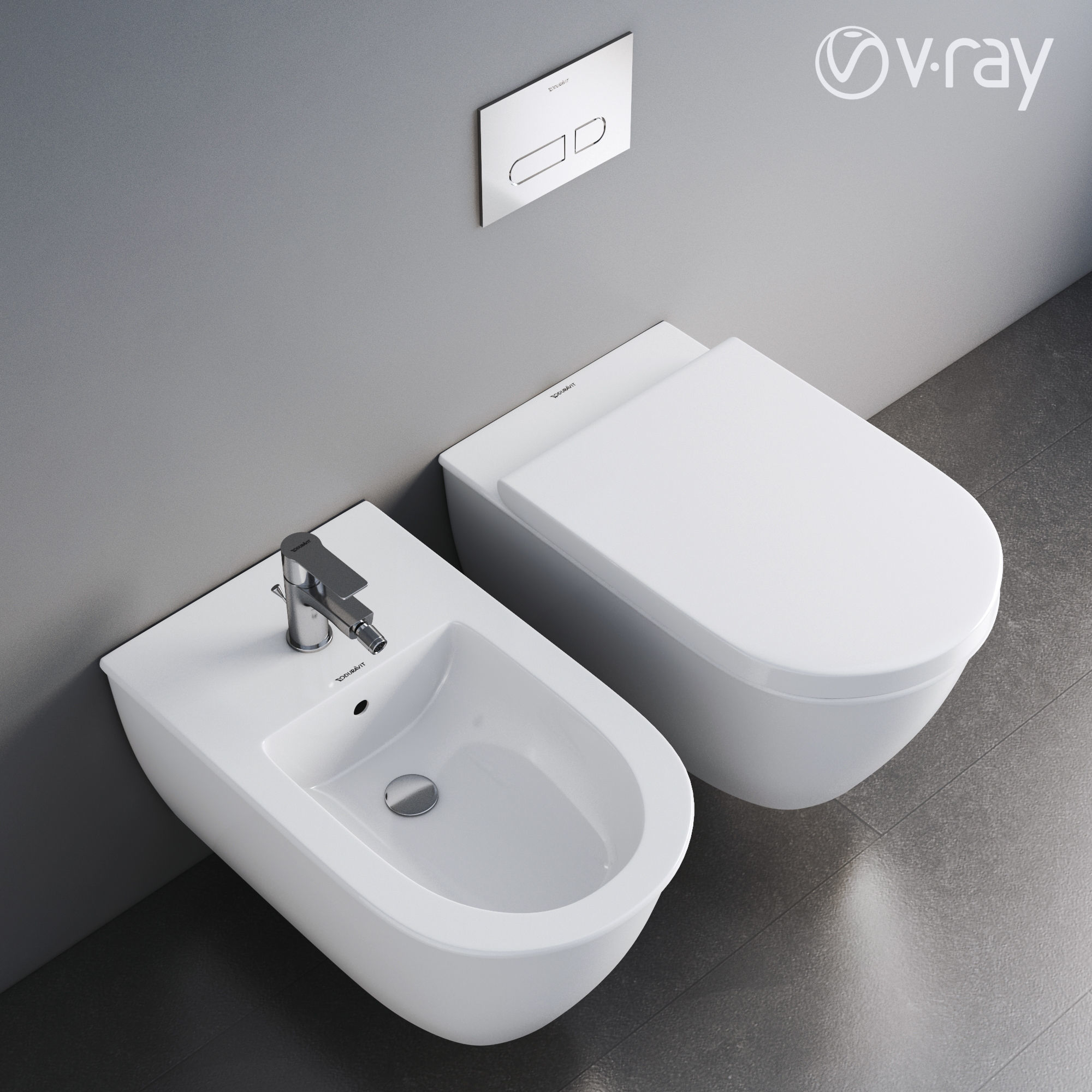 Duravit Darling New Toilet and Bidet 3D model_2