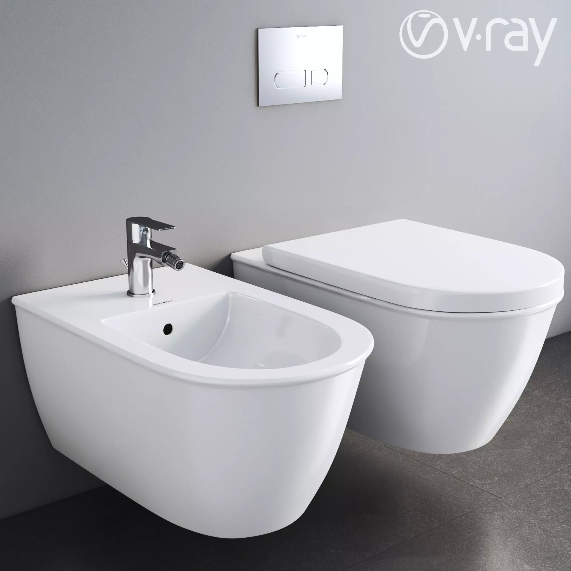 Duravit Darling New Toilet and Bidet 3D model_0