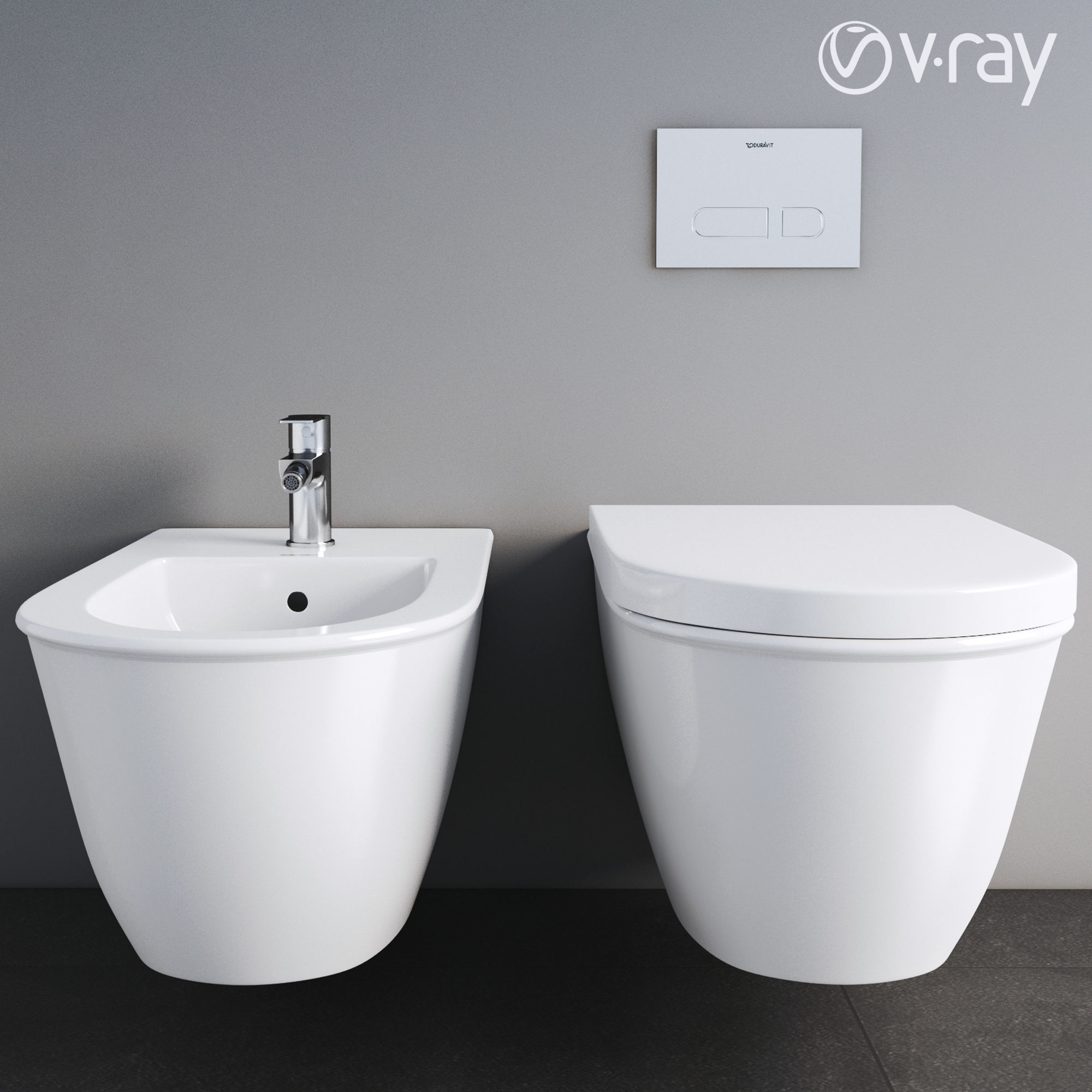 Duravit Darling New Toilet and Bidet 3D model_1