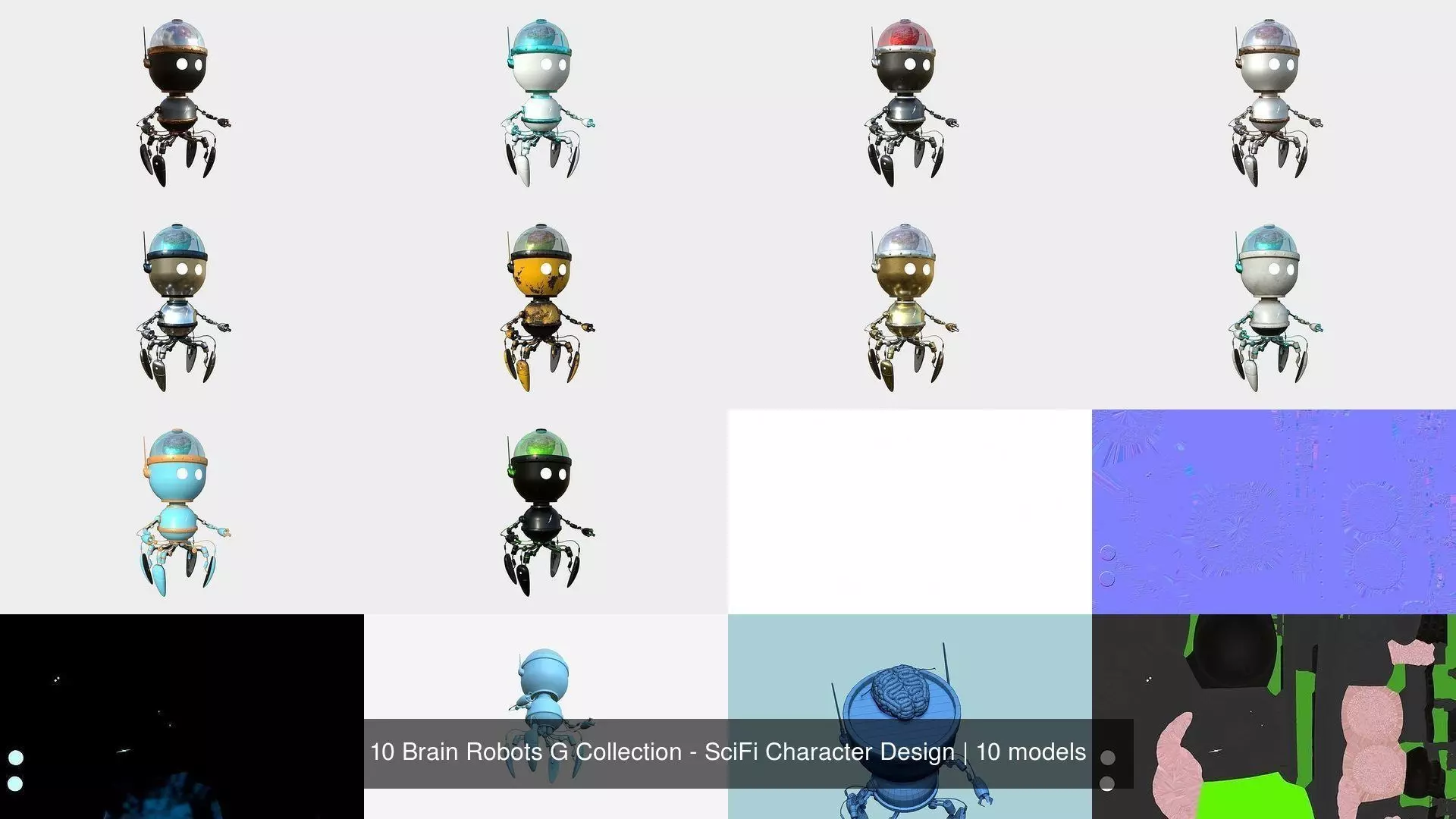10 Brain Robots G Collection - SciFi Character Design _1