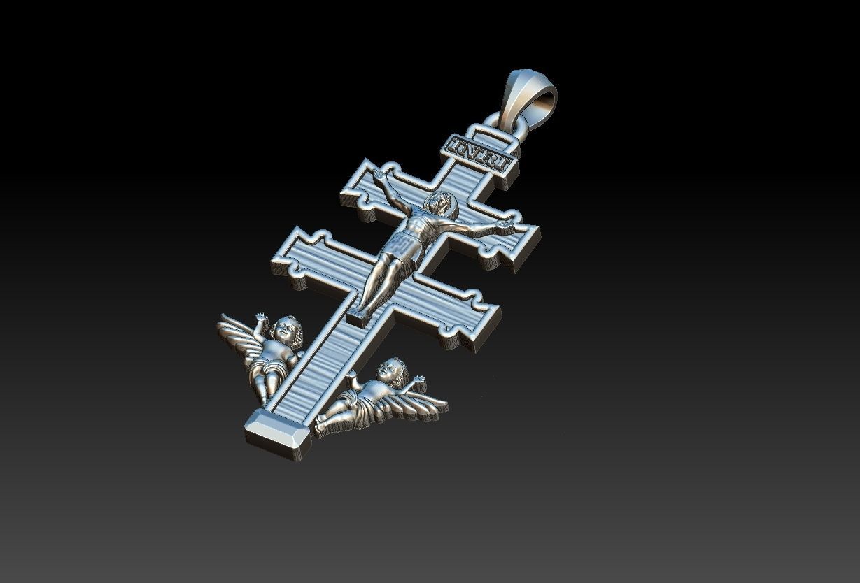 Cross Of Caravaca  Burgundy 3D print model_12