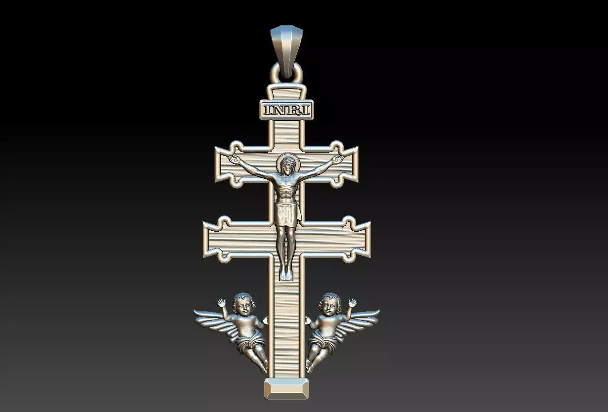 Cross Of Caravaca  Burgundy 3D print model_0