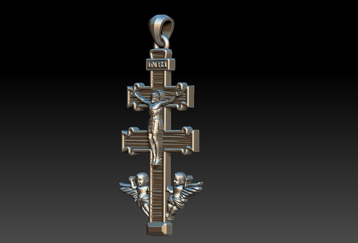 Cross Of Caravaca  Burgundy 3D print model_1