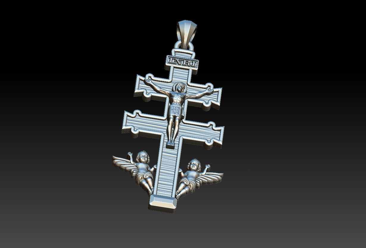 Cross Of Caravaca  Burgundy 3D print model_8