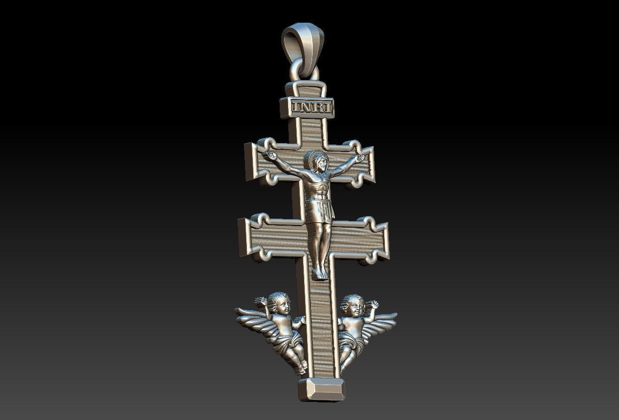 Cross Of Caravaca  Burgundy 3D print model_7