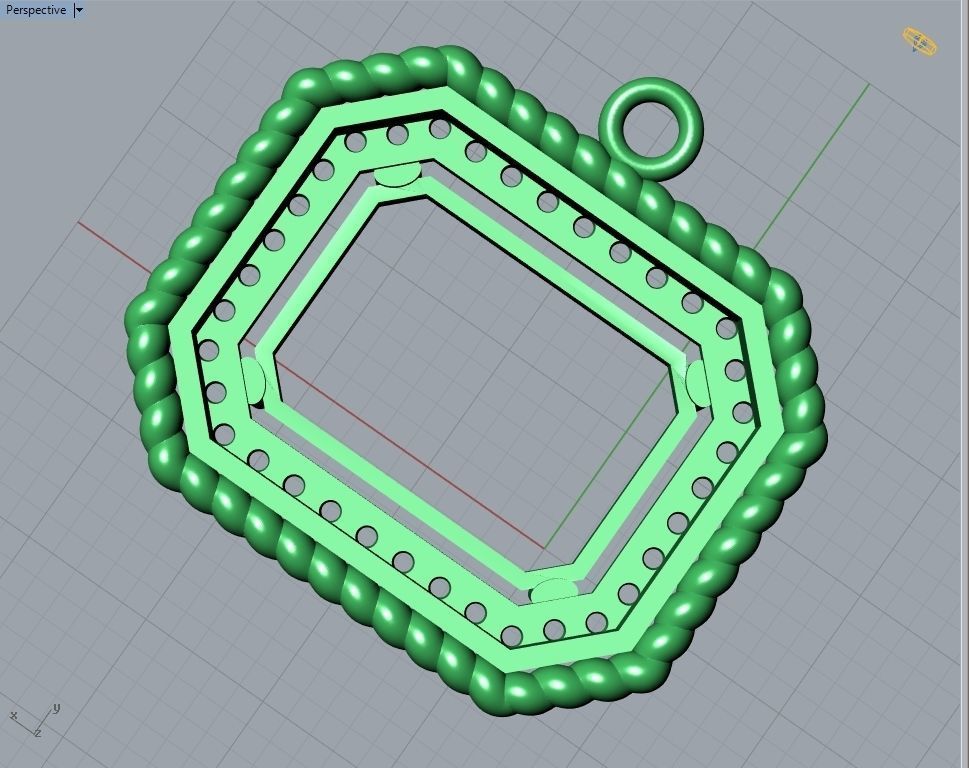 Emerald Cut Diamond Pendant P 036 3D print model_8