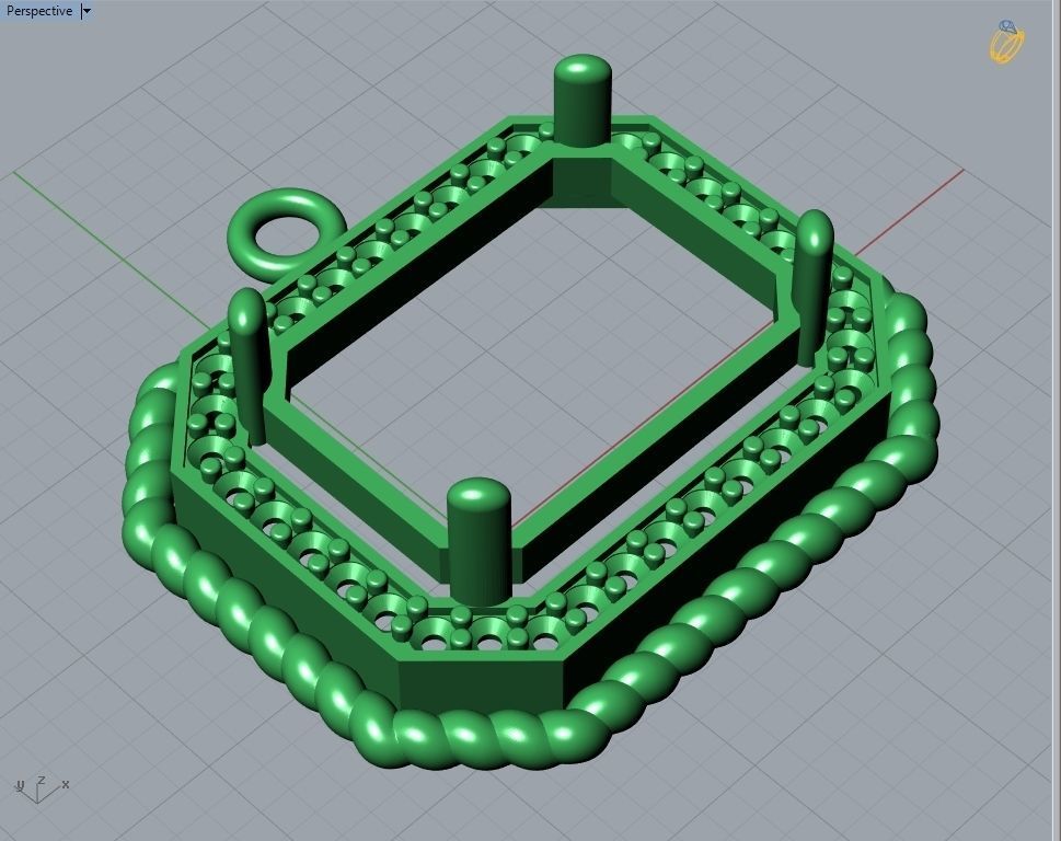 Emerald Cut Diamond Pendant P 036 3D print model_7