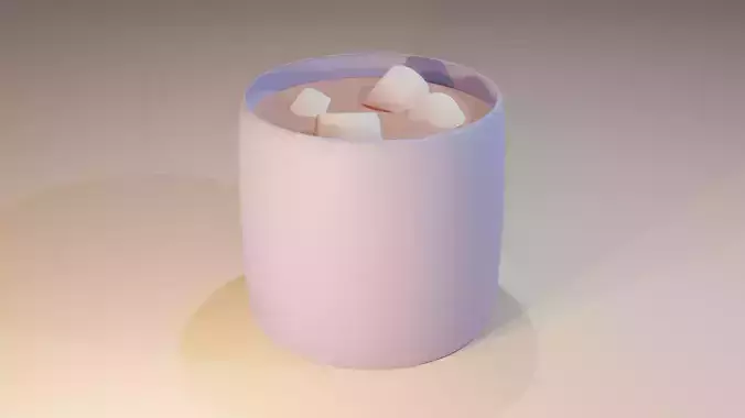 Cappuccino candle in cup Low-poly 3D model