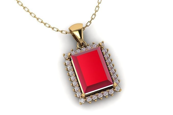 Emerald and Diamond Pendant P 038 3D print model