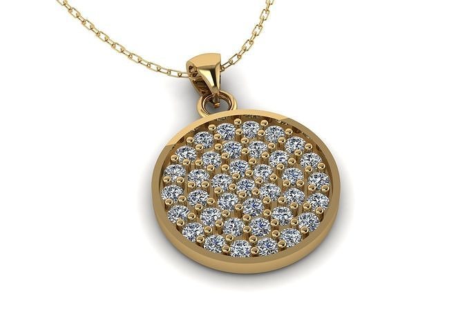 Pave Disc Pendant P 039 3D print model