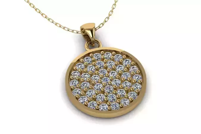 Pave Disc Pendant P 039