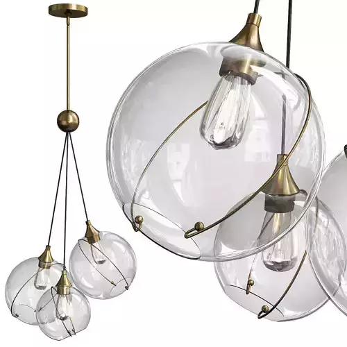 OPEN ORBIT CLEAR GLASS CHANDELIER