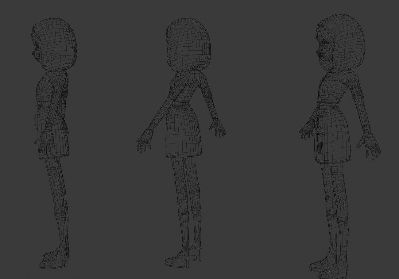 thin teenager Low-poly 3D model_19