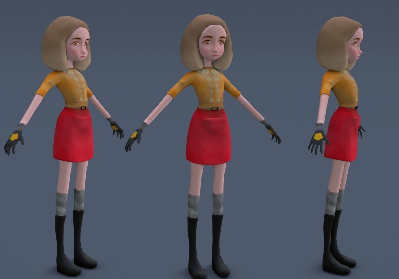 thin teenager Low-poly 3D model_6