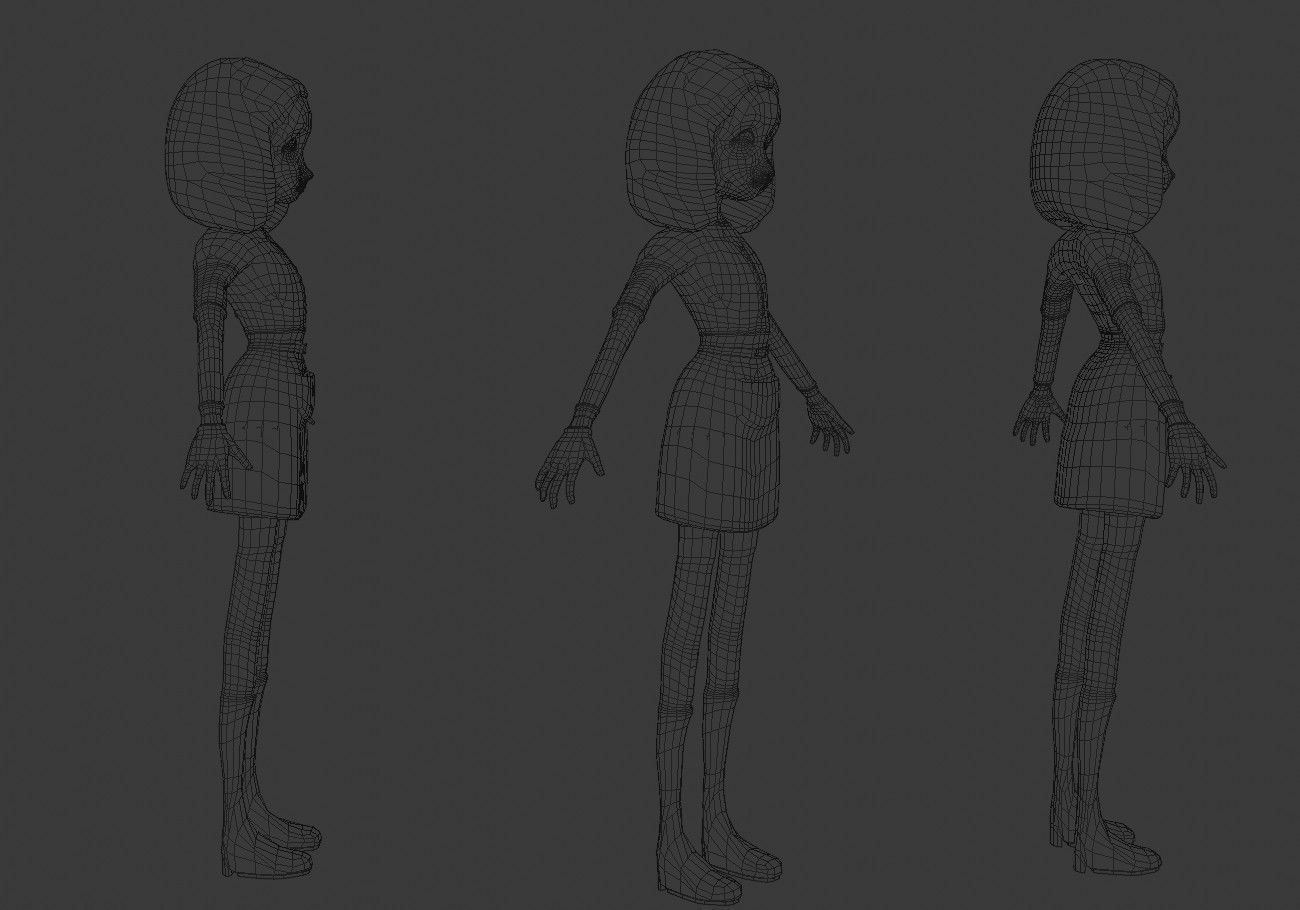 thin teenager Low-poly 3D model_16