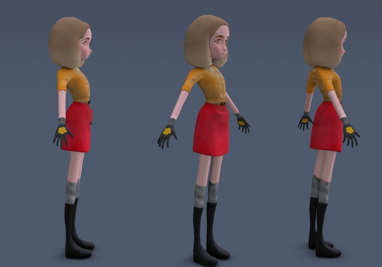 thin teenager Low-poly 3D model_7