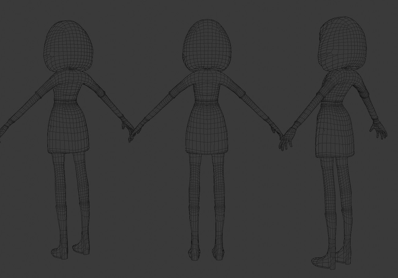 thin teenager Low-poly 3D model_18