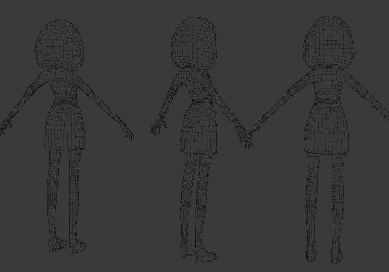 thin teenager Low-poly 3D model_17