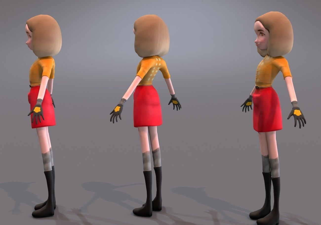 thin teenager Low-poly 3D model_4