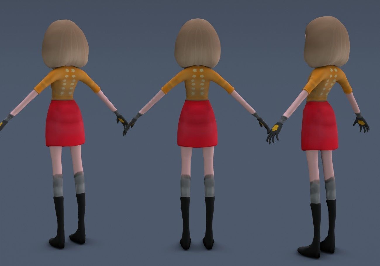 thin teenager Low-poly 3D model_9