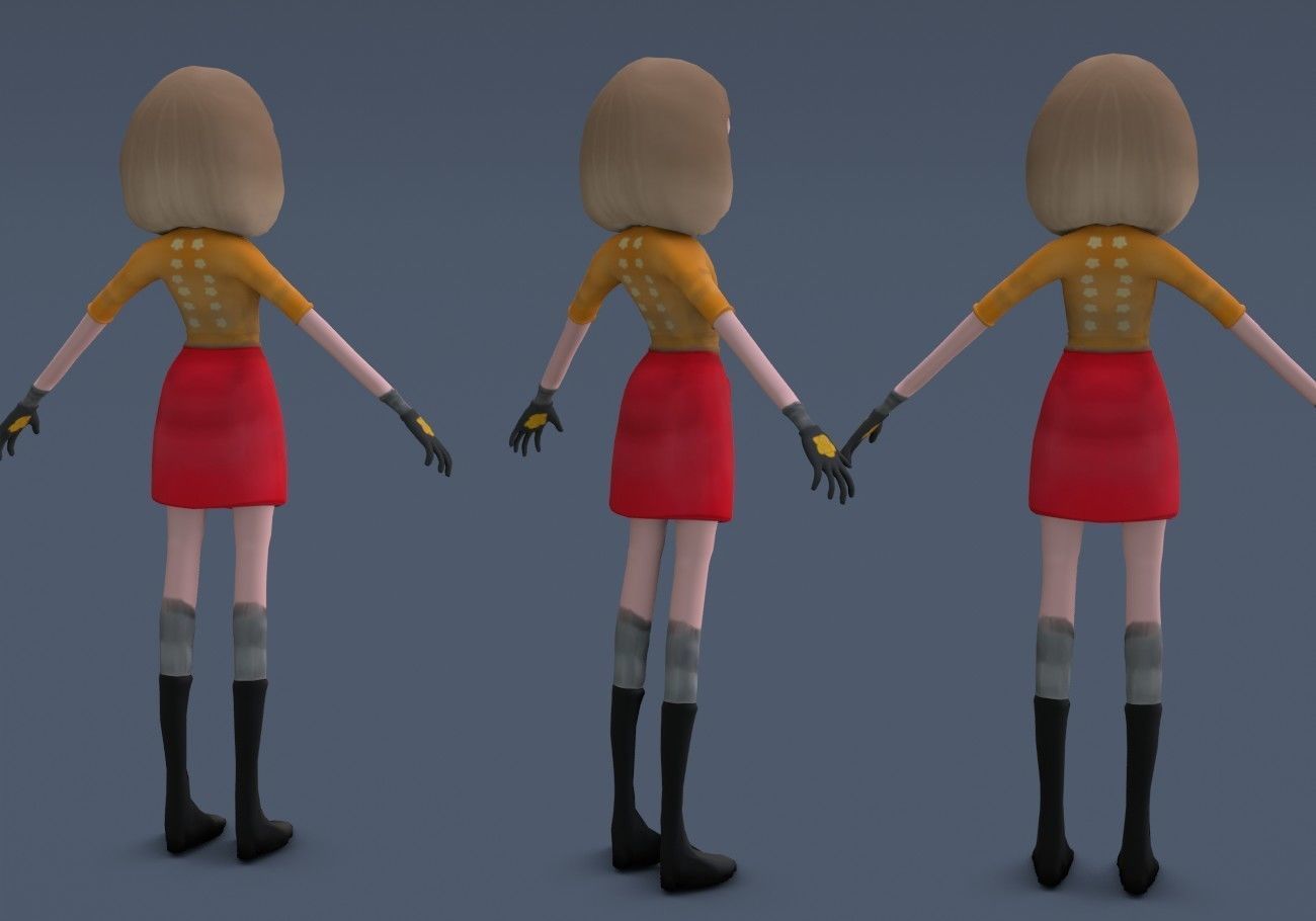 thin teenager Low-poly 3D model_8